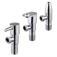 Robinet de salle de bain universel en acier inoxydable, interrupteur à valve triangulaire manuel, chrome moderne, structure de bille d'arrêt pour l'eau