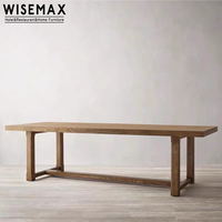 WISEMAX FURNITURE Restaurant américain rétro table longue chêne bois massif naturel rectangle table à manger chaises 8 places pour la maison