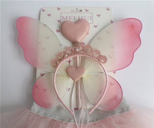 फ्फी टुले स्कर्ट छोटी राजकुमारी स्कर्ट + सुंदर तितली परी पंख + फीता हेडगियर टीयू प्रदर्शन पोशाक सेट बच्चों - Product Image 4