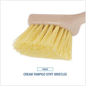 Brosse de nettoyage multi-usages en polypropylène à poils crème Boardwalk, 5,5 pouces, avec manche en plastique beige de 3 pouces, pour le nettoyage des sols et des vaisselles - Product Image 4