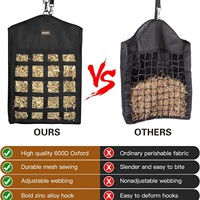 Sac de nourrissage portable grande capacité pour foin de cheval, design en maille pour alimentation lente, en tissu Oxford durable, filet à foin pour chèvres et moutons - Offre spéciale