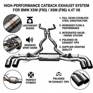 ระบบท่อไอเสียแบบวาล์ว Vortex SS304 Catback สำหรับ BMW X5M F95 X6M F96 S63 4.4T V8 ปี 2019-2024 ระบบปรับแต่งสมรรถนะแบบติดตั้งได้โดยตรง - Product Image 1