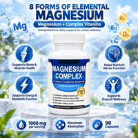 Kapsul Kompleks Magnesium OEM 90 Kapsul dengan Multivitamin untuk Mendukung Kesehatan Tulang, Otot, Saraf, Energi, Suasana Hati, dan Tidur