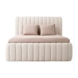 Krem tarzı Internet ünlü kumaş puf yatak modern basit ana yatak odası krem çift lambssoft yumuşak yatak çocuk yatak
