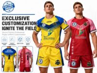 Camiseta de Rugby Sublimada Personalizada Premium, Uniforme de Equipo OEM, MOQ Bajo, Venta al Por Mayor, Transpirable, de Secado Rápido, que Absorbe la Humedad