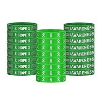 Bracelet en silicone avec ruban vert de sensibilisation à la santé mentale, citation inspirante, unisexe, pour femmes et hommes, 6