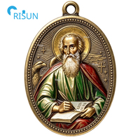 Collier pendentif médaillon croix religieuse catholique Saint Jean l'Apôtre Évangéliste Baptiste Protecteur, médaille personnalisée Saint Jean