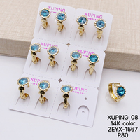 Joyería XUPING al por Mayor, Aros Pequeños de Moda con Circonita Cúbica Sintética Chapada en Oro de 14K y Piedras de Colores para Mujer