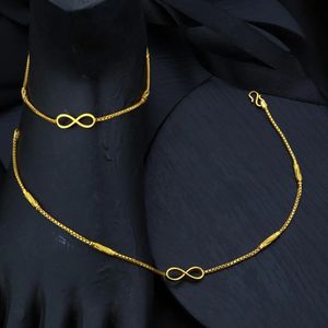 Chaîne de cheville Rajnandini en or, bijou de mode traditionnel élégant, chaîne de cheville stylée, bijou de pied décoratif, accessoire cadeau - Product Image 2