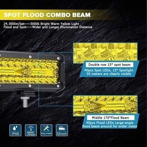 4-20 英寸黄色 LED 灯条 LED 聚光灯 LED 工作灯组合光束汽车头灯适用于汽车、拖拉机、越野车、四轮驱动卡车、SUV、ATV - Product Image 3