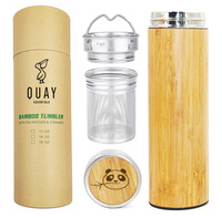 Botol Air/Tumbler Kopi/Flask Termos Vakum Ramah Lingkungan dari Baja Anti Karat dengan Tutup Bambu, Penyaring Teh, Tahan Panas 24-36 Jam (Grosir)