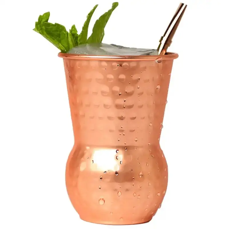 Custom special style India cup Hammered Tumbler Copper Stainless Steel Moscow Mule Mug Copper Cocktail Cup