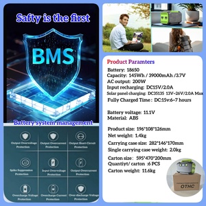 Портативная электростанция OTHC A2, выходная мощность 200 Вт, емкость 145 Вт·ч/39000 мА·ч, зарядка от солнечной панели, выход USB/DC, держатель, фонарик, для использования на открытом воздухе - Product Image 6