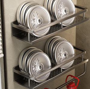 Carrito de ducha montado en la pared, soporte adhesivo, toalleros, almacenamiento, esquina de baño, organizador sin perforación, estante para inodoro - Product Image 3