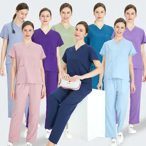 STRETCH Quick Dry Surgeon Scrub Uniform Medical Scrubs Set Hospital Doctor Nurse Female Clinical Student Sanitary Airy Work Suit