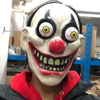 Masque intégral de clown effrayant pour Halloween, accessoire de cosplay d'horreur en plastique, respirant, pour maison hantée, jeu d'évasion, fête