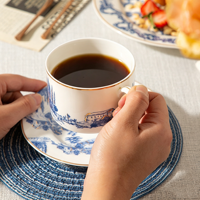Ensemble tasse et soucoupe à café style turc simple, bord doré, en céramique, pour le thé de l'après-midi britannique, cadeau populaire pour la maison