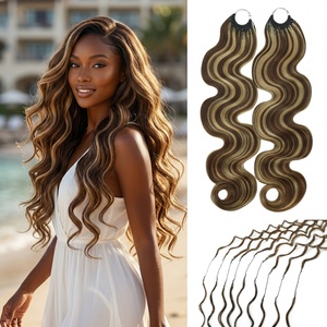 FH Body Wave Miracle Knot Crochet Human Hair P4/27 Highlight Color <b>Ring</b> X Feathering Tip Braids Human Hair Crochet - Product Image 1