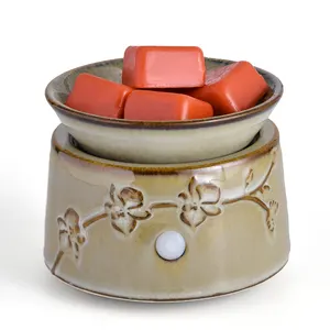 Electric 2 In 1 Candle Warmer Ceramic Wax Melter Flower Decor Handmade Ceramic Cover