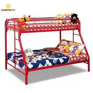 Lit superposé en métal <span class=keywords><strong>rouge</strong></span> robuste et écologique pour chambre d'enfant, mobilier de dortoir scolaire avec escalier - Product Image 2