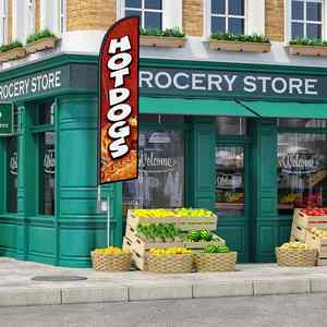 ธงขนนกแบบกำหนดเองคุณภาพสูงขนาด 2.5*11.5 ฟุต ลายฮอทดอก สำหรับงานปาร์ตี้ชายหาดและการโฆษณาประชาสัมพันธ์ - Product Image 4