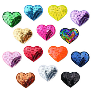 Appliques en plastique thermocollantes pour vêtements, en forme de cœur, étoile, à paillettes, couleur bonbon, écologiques, pour sublimation, vente en gros - Product Image 2