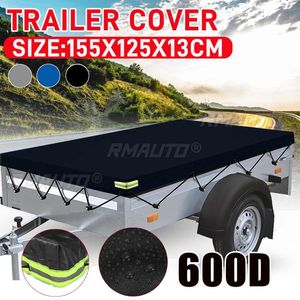 155x125x13cm Camper Trailer Cover <b>Tent</b> 600D Waterproof Dust-proof Anti-UV Windproof Roof Shelter <b>Canopy</b> for RV Camping Van - Product Image 1