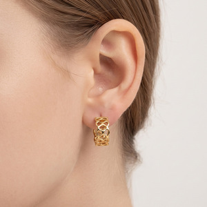 Pendientes geométricos huecos chapados en oro para mujer, joyería de regalo de moda EKA-286 - Product Image 1