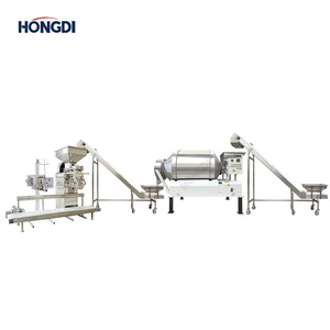 Ligne de mélange et d'emballage automatique de poudre plastique, mélangeur à tambour rotatif, convoyeurs à double bande, machine de remplissage à double vis sans fin 1500KG/H - Product Image 1