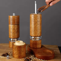 Verstellbare Keramik-Rotor Manuelle Pfeffer- & Salzmühle Holz-Acryl-Streuer mit Nachfüllbarer Eichenholz-Gewürzmühle