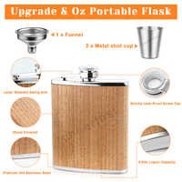 Coffret Cadeau de Flasques à Boire en Bois de Haute Qualité avec Couvercle, Flasque à Boire en Bois et Acier Inoxydable de 8oz