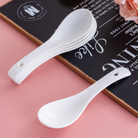 Cuillère en céramique blanche pour soupe, riz, ramen – Ustensile de cuisine en porcelaine, ensemble de service, cadeau, design empilable, FDA, OEM, vente en gros, faible MOQ