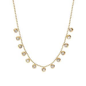 Nuevo Collar de Acero Inoxidable con Incrustaciones de Diamantes para Mujer, Chapado en Oro de 18K, con Borla Moderna - Product Image 1