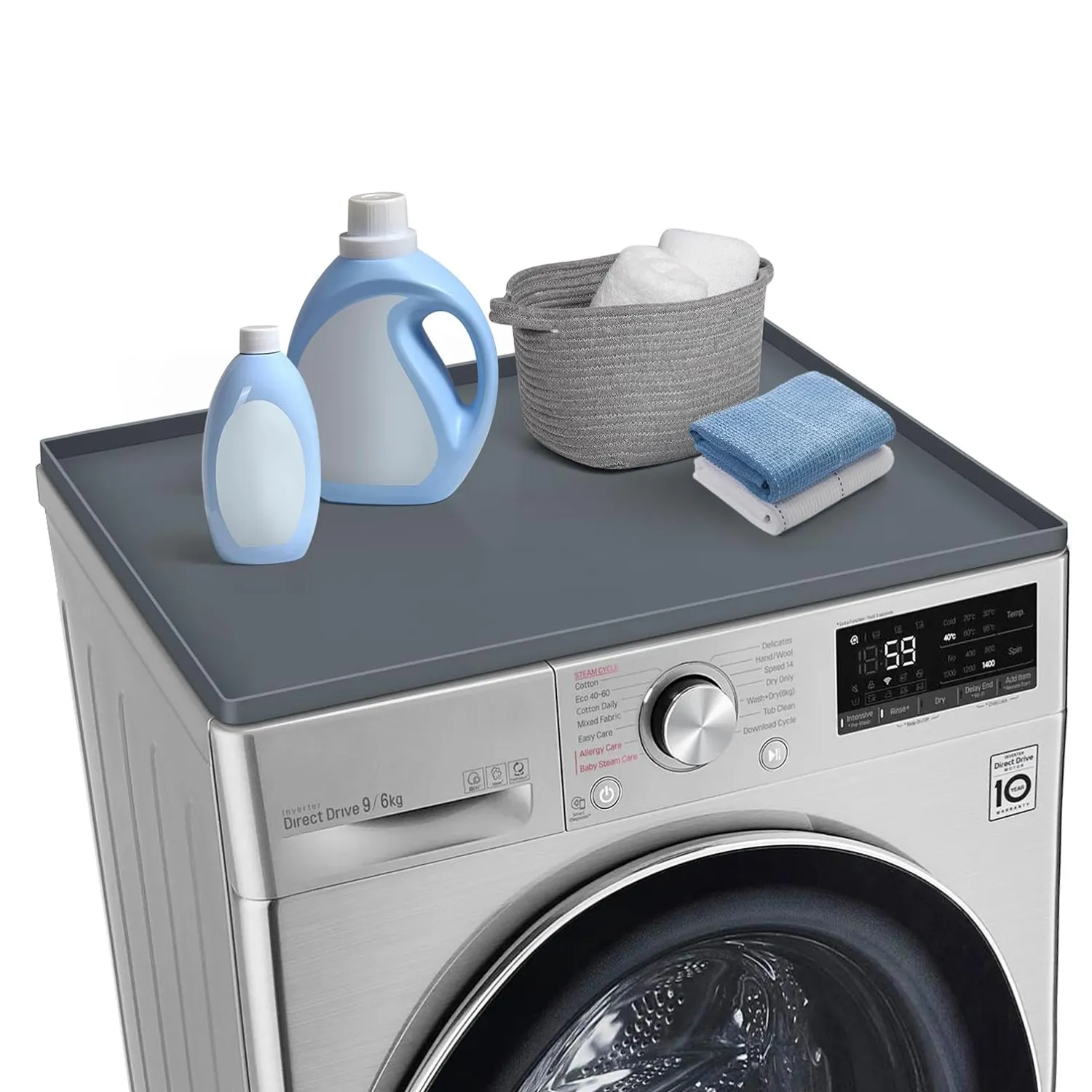 Non-slip Waterproof Washing Machine Cover 25.6''x 23.6'' Silicone Washer and Dryer Top Protector Mat