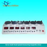 Agitateur magnétique multi-têtes HJ-6A avec mesure de vitesse, fonction asynchrone sans chauffage, fabriqué en Chine