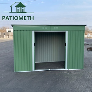Abri de jardin en métal Patiometh 9' x 4' avec toit incliné pour cour, vélo, patio, <span class=keywords><strong>garage</strong></span>, pelouse, vert - Product Image 4