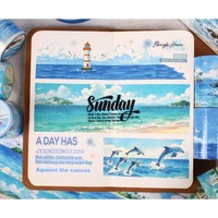 1 rouleau de ruban adhésif avec lettres de la série Coast, autocollants décoratifs réutilisables pour journal sur le thème du paysage, à faire soi-même