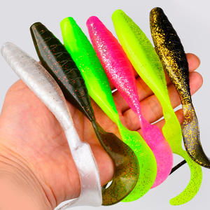 เหยื่อตก<span class=keywords><strong>ปลา</strong></span>แบบนิ่ม OEM 2 ชิ้น/ถุง น้ำหนัก 23.4 กรัม ยาว 16 ซม. 6 สี พร้อมเลเซอร์วิบวับ หางแบบแพดเดิล หางแบบหยิก ใช้กับชุดตกปลาเท็กซัส ริก เหมาะสำหรับตกปลาแบส - Product Image 1