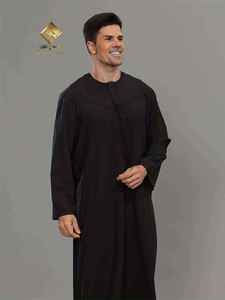 Men's Arabian Burqa Elegant Omani Style Soft 100% Polyester Quick Dry Lightweight Long Sleeve Fashionable Black for eid - Product Image 2