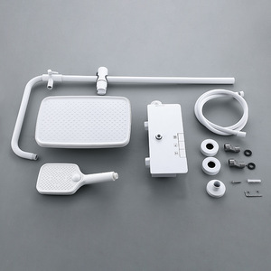 White Piano Key Shower Set Rectangle Massage Rain Shower Adjustable Pressure Top Spray Hotel And Home Use - Product Image 2