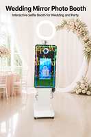Kiosque photo tactile portable 21,5/32 pouces avec miroir et anneau lumineux pour fêtes