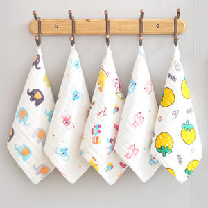 Toalla cuadrada de gasa de algodón de alta densidad de seis capas para bebé, pañuelo para niños, toalla de alimentación, estampado de dibujos animados, jersey infantil - Product Image 1