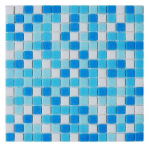 Mosaïque de piscine en verre mélange bleu carré 300x300mm, fusion à chaud - Product Image 4