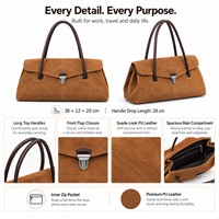 Sac fourre-tout en daim marron personnalisé avec logo, grande capacité, sac à bandoulière en daim et cuir PU pour femmes, travail et voyage