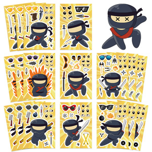 Adesivi Divertenti e Interattivi per Creare Volti di Personaggi Ninja Cartoon per Bambini, Riutilizzabili e Impermeabili, Puzzle Adesivi per Giochi Fai-da-Te e Feste - Product Image 5