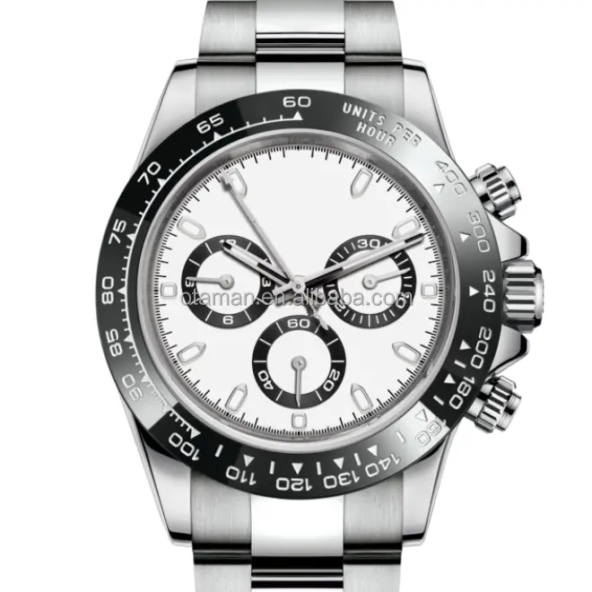 Topkwaliteit 7750 Chronograaf Automatisch Mechanisch Horloge Rvs Saffier Kristal Horloge Witte Wijzerplaat Timing Horloges Voor Mannen
