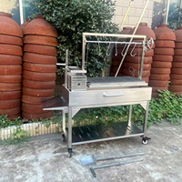 Barbecue argentin en acier inoxydable avec briques réfractaires pour charbon de bois, style Asado, Parrilla, Santa Maria