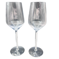 Deux ensembles de verres à vin rouge en cristal européen Grand verre transparent avec poignée en diamant