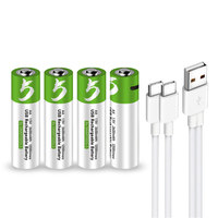 بطارية AA قابلة لإعادة الشحن عبر منفذ USB من النوع C من سمارتولز، غير R6p، بقدرة 2600 مللي واط في الساعة، طراز Sum-3، 1.5 فولت، خلية جافة من الزنك والكربون للمصابيح اليدوية