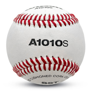 Baseball in pelle Full Grain pelle di vacchetta di dimensioni ufficiali con avvolgimento in lana 100% a doppia imbottitura in sughero rosso - Product Image 1